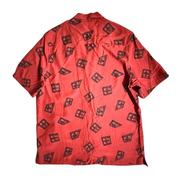 Ksubi Mens 3d Print Resort Short Sleeve Button-up Camp Shirt Red Medium NWT - Picture 4 of 6